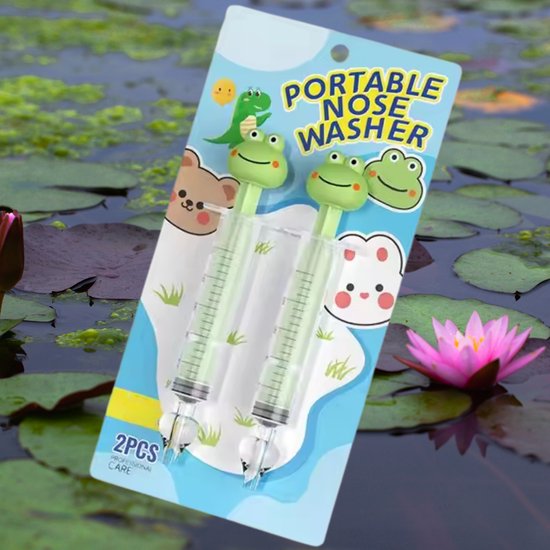 Neusspuiten 2 stuks - kikker - twee spuiten om neus te spoelen - spuit - neuspomp - herbruikbaar - siliconen tip - neusirrigator - neusspuit - neusdouche - nasale irrigator - snotzuiger - neusspoeling - neusreiniger baby kind volwassenen
