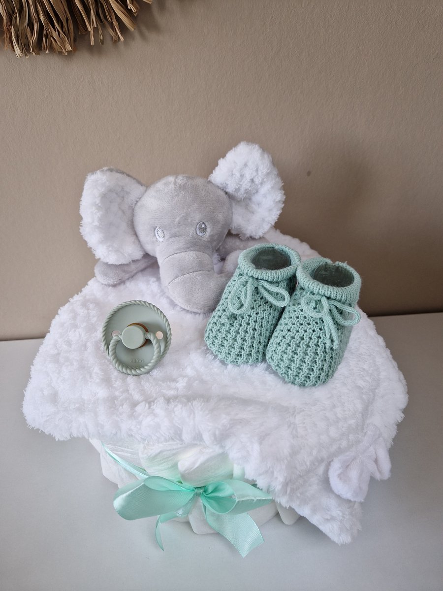Goedkoopste Luiertaart small olifant neutraal - babyshower - kraamcadeau