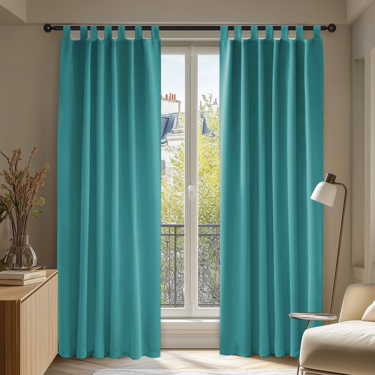 Ibenzoa Stijlvolle Thermo Verduisteringsgordijnen met Lussen voor Optimale Isolatie en Privacy, 280 x 140 cm turkoois