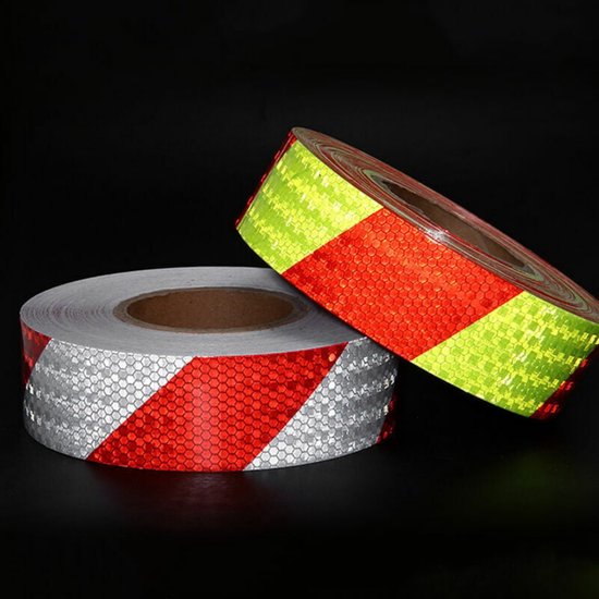 Reflecterende stickers - 5 cm brede glanzende ster rode en witte keperstof - 3 meter lang - reflecterende carrosseriestickers - serge reflecterende strips - reflecterende automarkeringen - rood en wit van Merkloos — afbeelding 5