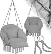 Bol.com tectake® Hangstoel - Hangende schommel met dikke kussens en kwastjes - Boho hangmand - Hangstoel met frame voor tuin bal... aanbieding