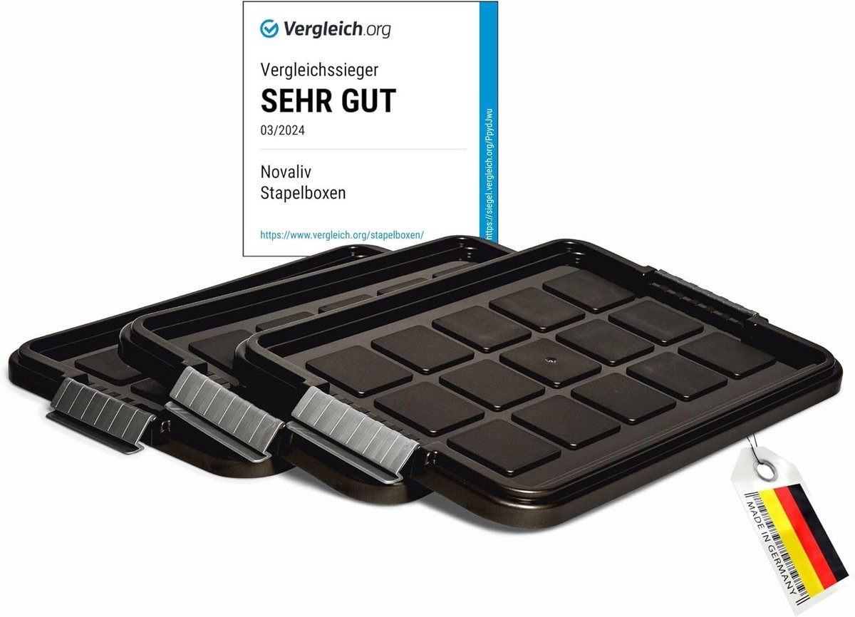 Novaliv 3x vervangingsdeksels 27 liter met clipsluiting 46,5x36,5 cm antraciet
