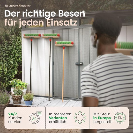 Novaliv tuinbezem met steel voor buiten 40 cm Elaston borstelharen Ideaal als bezem voor buiten Straatbezem met steel Harde borstelharen Terrasbezem Tuinbezem Stalbezem Veegbezem Industriële bezem Buitenbezem van Novaliv — afbeelding 5