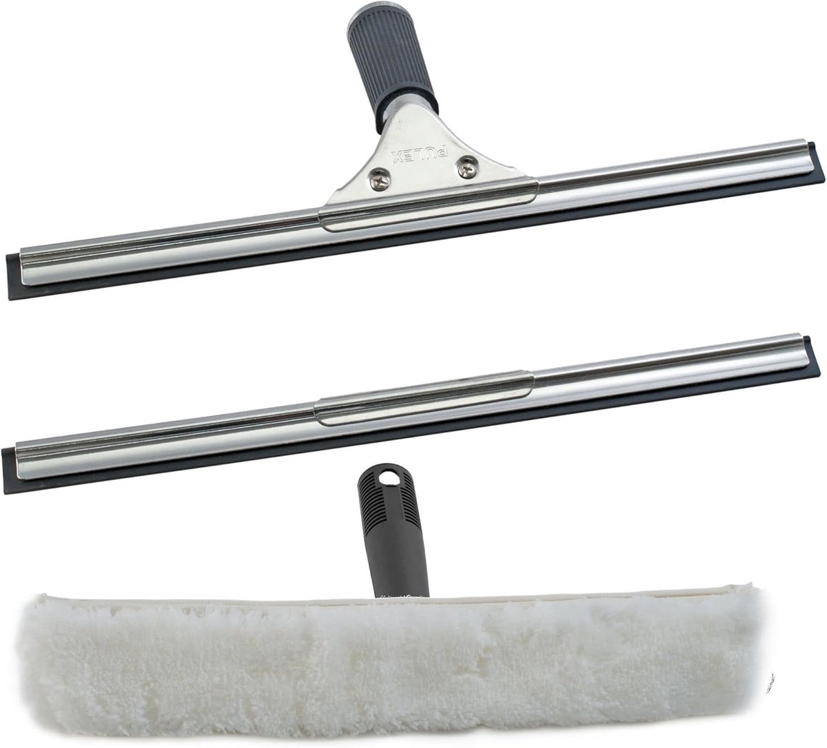 Novaliv Voordeelset Raamwisser en Raamwisser Professioneel 25 cm Raamwisser RVS met Vervangbare Rubberen Lip Raamlip Raamreiniging Raamwisser Raam Douchewisser