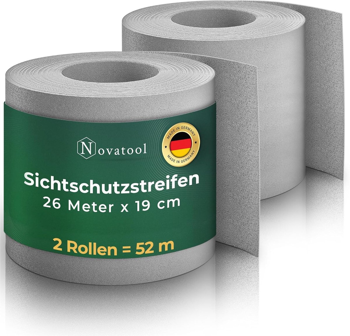Novatool Premium PP 52m rollen duurzame privacy strips voor dubbelstaafmat hekwerk raam grijs voor 20 rijen staafmat hekwerk privacy strips extra stabiel UV-bestendig privacy scherm tuin