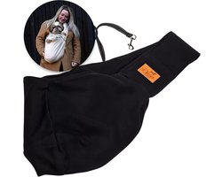 Dogs&Co® Slingbag - Draagtas zwart - Buikdrager – Schouder tas – Hond – Kat – Tot 8 kilo – Extra sterk – Meer draagcomfort voor mens en hond