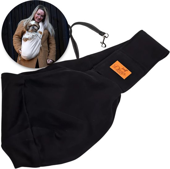 Dogs&Co Slingbag - Sac de transport noir - Porte-bagages avant - Sac à bandoulière - Chien - Chat - Jusqu'à 8 kilos - Extra solide - Plus de confort pour les personnes et les chiens
