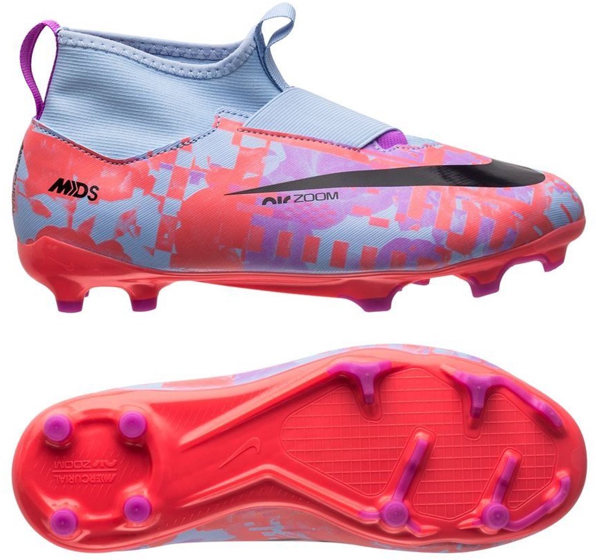 Nike Superfly 9 ACAD voetbalschoenen in paars/blauw/oranje, maat 33.5, limited edition, zonder doosdeksel.