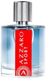 AZZARO SPORT Eau de Toilette in een doorzichtige fles met een rode band met witte letters.