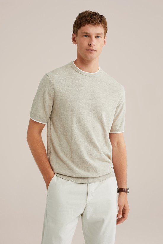 WE Fashion Heren Regular fit T-shirt van badstof bol