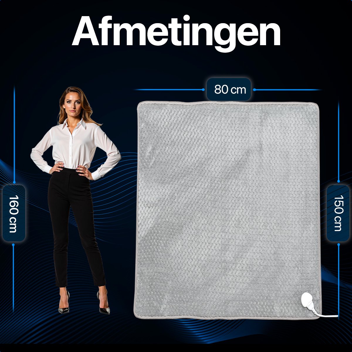 Afbeelding 2 van KRAFT Elektrische Deken - Wasmachinebestendig Onderdeken - 150 x 80 cm - Grijs