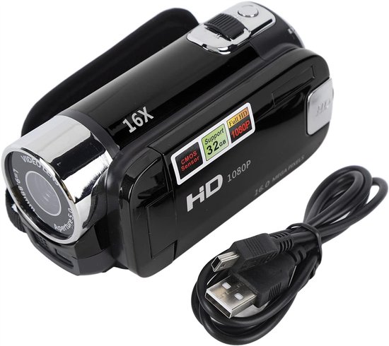 Handheld videocamera -Videocamera - Camcorder - Video Camera - Vlog Camera - 16x Zoom - HD1080P 16MP DV-camera,videocamera met 2,7 inch TFT draaibaar scherm en USB-kabel (zwart)
