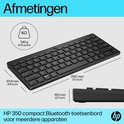 Clavier Bluetooth compact noir HP, dimensions 12,18 x 28,21 x 1,6 cm, poids 340g.