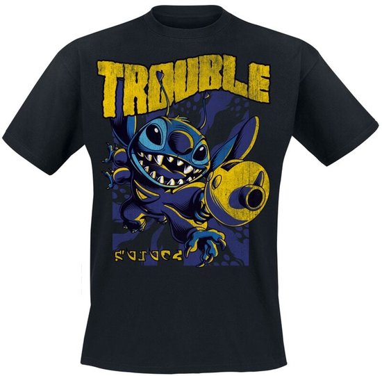 Lilo & Stitch Big Trouble Stitch Heren T-shirt - zwart - XXL