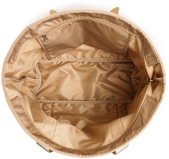 Grand sac de plage pliable et imperméable pour femme, avec poches zippées en filet, idéal pour une utilisation quotidienne au bord de la piscine - Beige