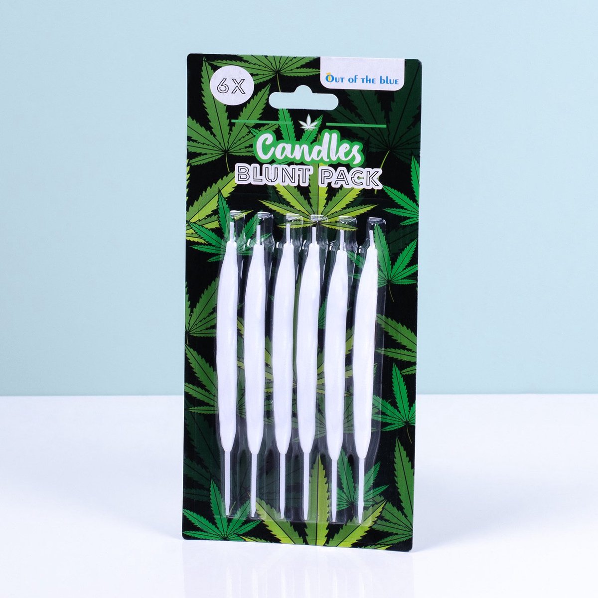 Out of the Blue Blunt Kaarsen Set Jointvorm 6 Stuks 10 cm – Met Stokjes voor Taart, Feest & Humoristisch Cadeau Multicolor
