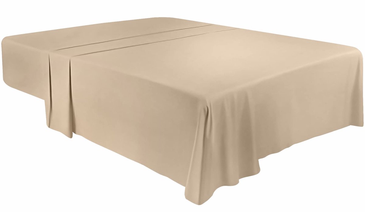 Ibenzoa Bedlaken zonder elastiek, laken 225 x 25,5 cm, laken voor bed 135 x 190 cm, plat blad van zachte geborstelde microvezel, beige