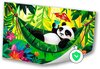 Panda, Digital Art, Groen, geel, roze, zwart, wit
