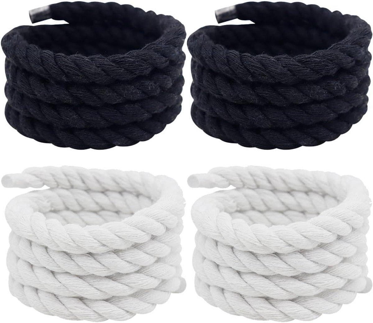 2 paar Tomedeks 8 mm Camp S ronde veters voor Air Force 1 gymschoenen loopschoenen sportschoenen (zwart wit)