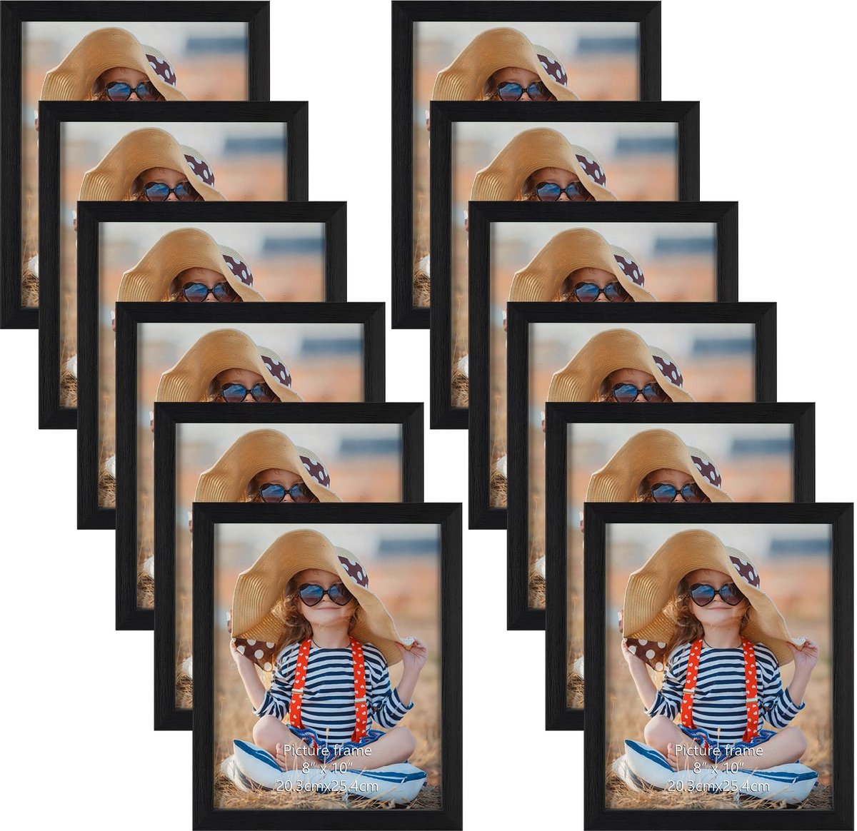 Ibenzoa Stijlvolle Set van 12 Moderne Fotolijsten voor Unieke Wand- en Tafeldecoratie zwart