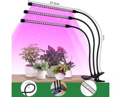Kweeklamp voor planten - LED Full Spectrum - Groeilamp en Bloeilamp - Kweeklampen Binnen - 12 Watt - Automatische timer 3-9-12 uur - Inclusief Adapter