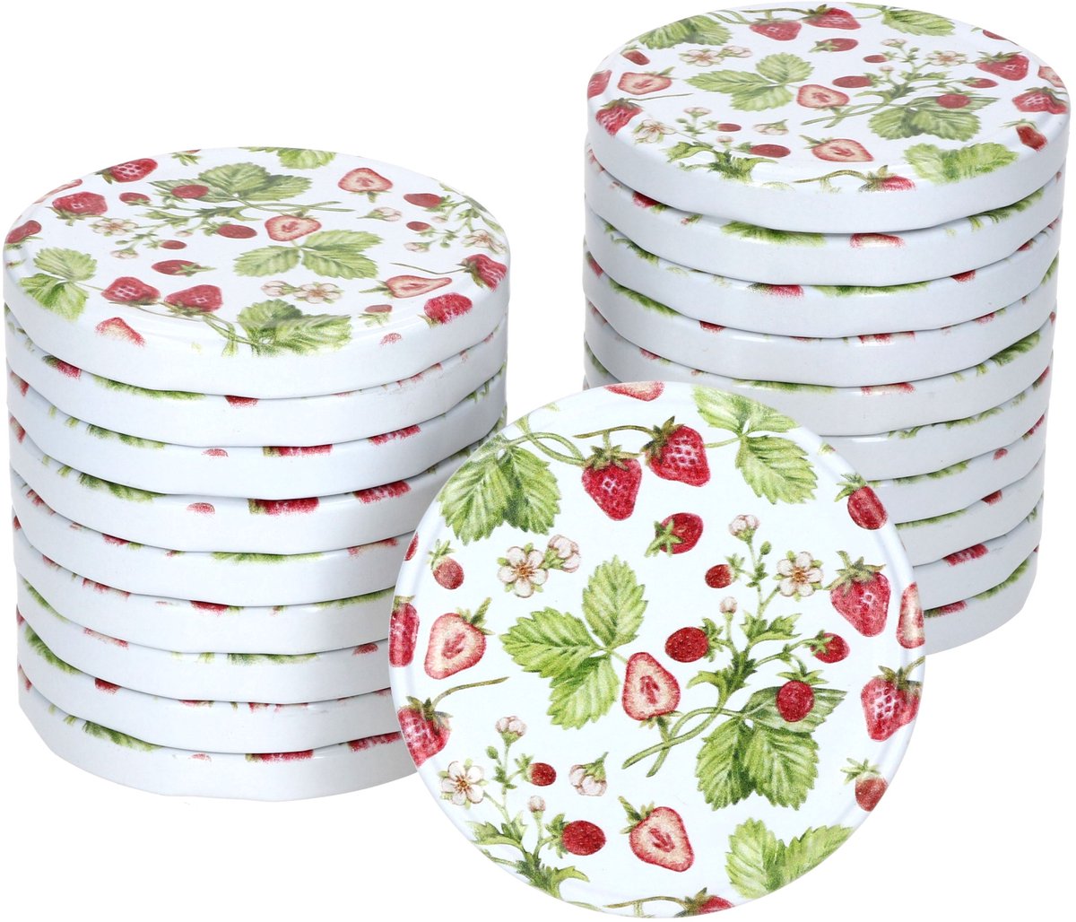 Set van 20 TO 82 bosaardbeideksels geschikt voor 230ml / 350ml / 435ml potten