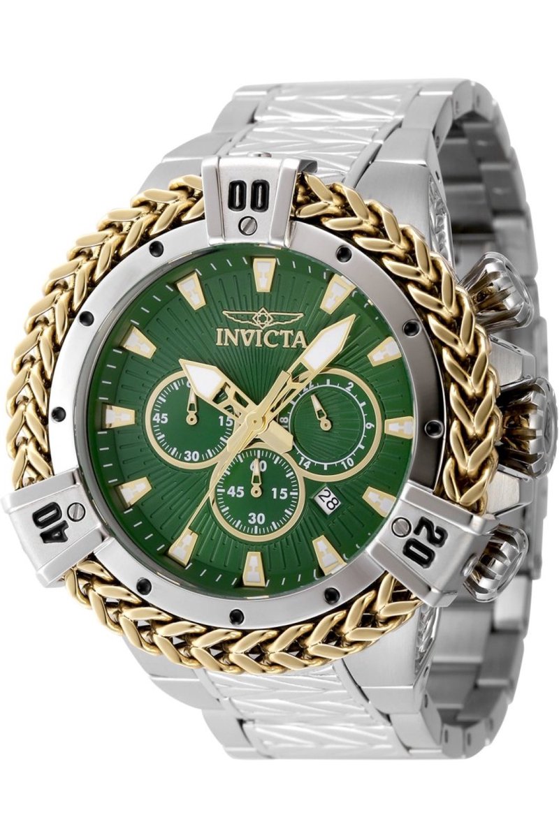 Invicta Bolt 48155 Heren Horloge - Waterdicht - Analoog - Quartz Uurwerk - Roestvrij Staal met groene Wijzerplaat - 54mm