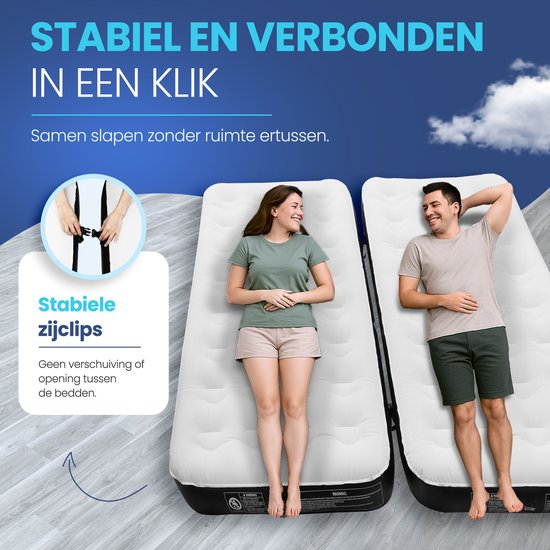 FLOAT Gemina - 3in1 Luchtbed met Elektrische pomp - 190x99x20 cm - Stevig Luchtmatras - Lichtgewicht voor camping - Twee 1 persoons luchtbedden van Merkloos — afbeelding 4