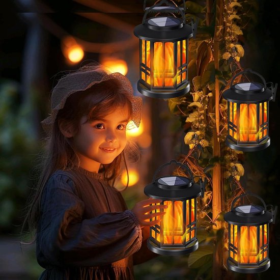 Waterdichte Buitenlantaarn Op Zonne-energie – Flikkerend Vlam-effect – Hangend – Ideaal Voor Tuin, Boomtakken, Pergola En Halloween