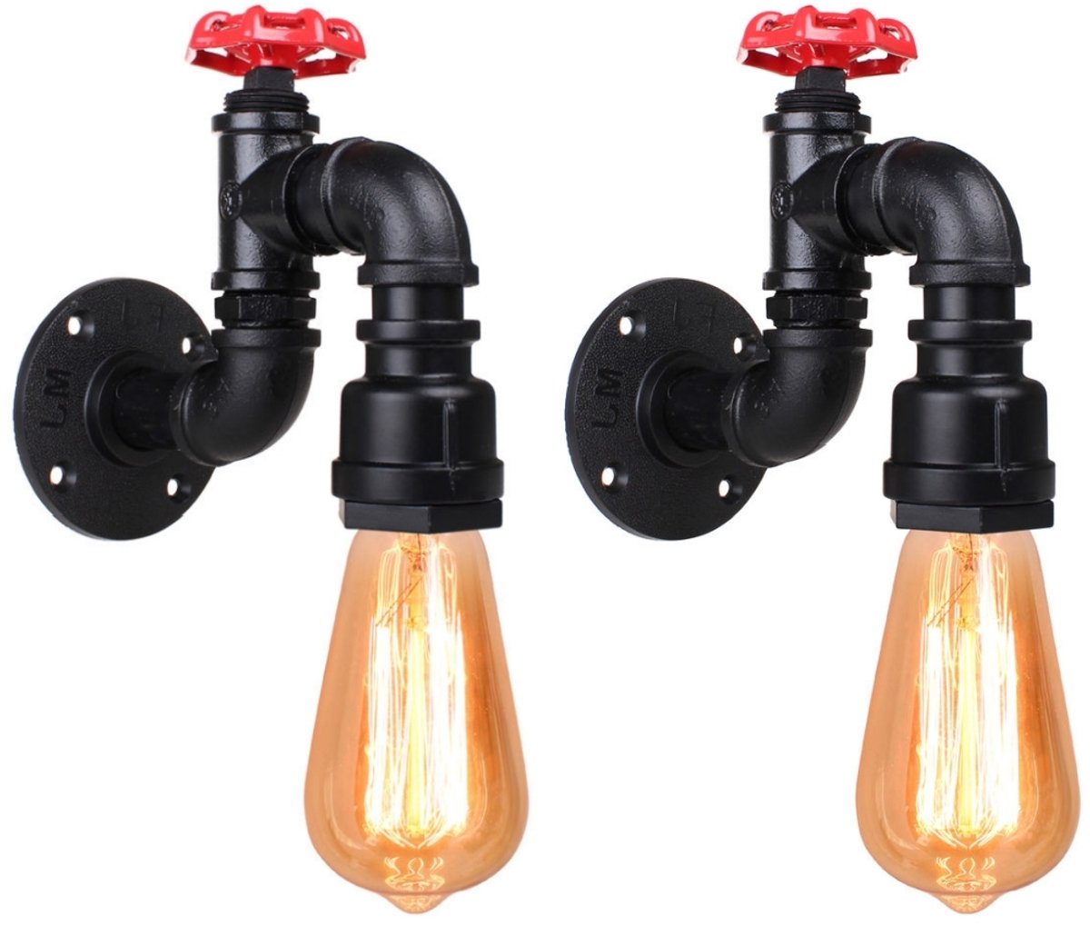 2 Stuks Wandlamp Industrieel E27 Wandlampen Binnenwandlamp voor Slaapkamer Woonkamer Garage Zwart