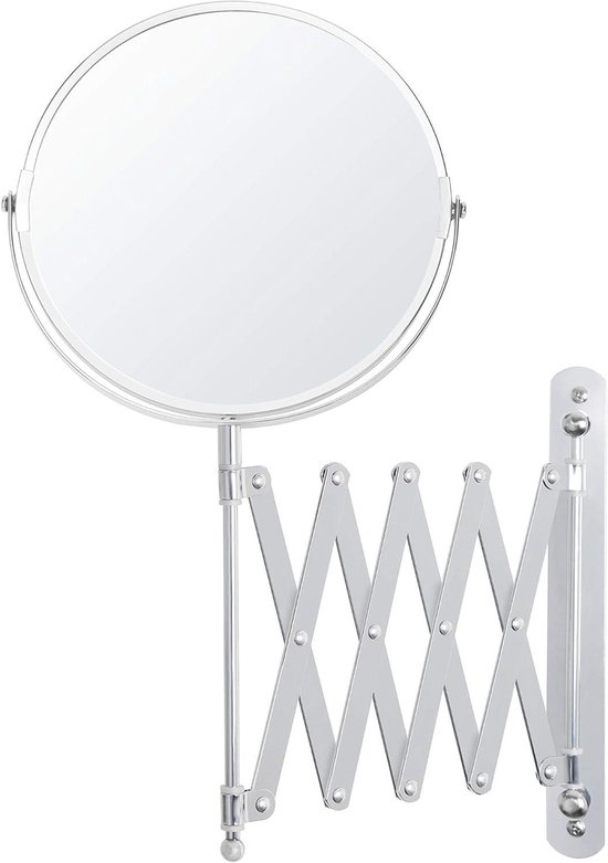 Belle Vous Chrome Muur Monteerbare Uitrekbare 360° Swivel Spiegel – 5x Versterking – 22 x 20,7 cm – Dubbelzijdig Roterend Roestvrij Stalen Badkamer Schoonheids Spiegel Voor Make-up & Scheren