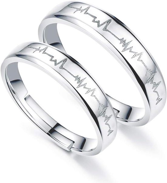Electrocardiogram Belofte Ringen Set - Koppels Ringen - Trouwringen ...