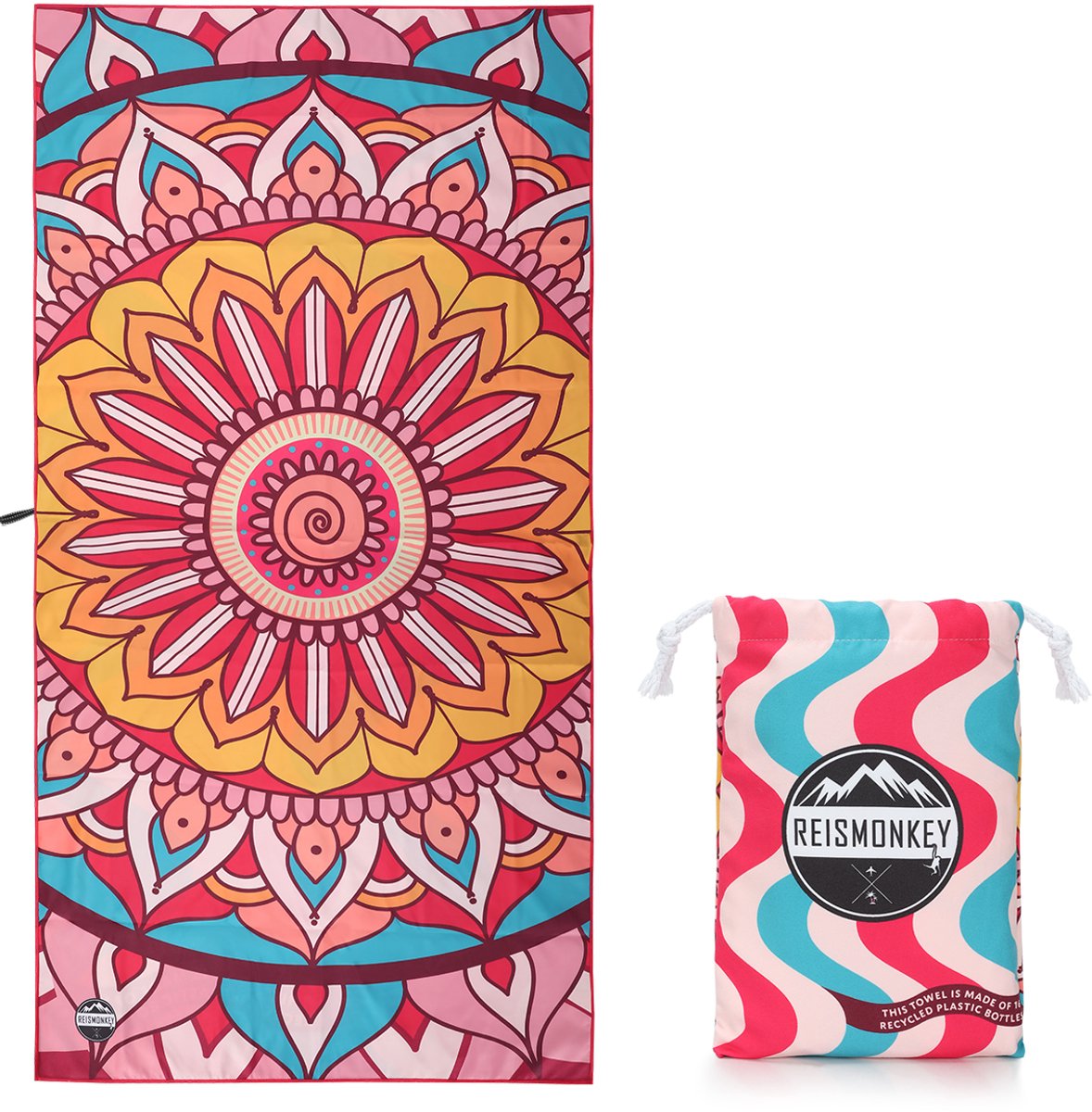 Sneldrogende Microvezel Handdoek – 175cm - gerecycled - Licht en compacte reishanddoek - Strandlaken – Namaste - Reismonkey