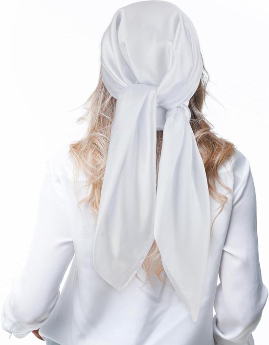 Vrouwen Satijnen Vierkante Zijdeachtige Haar Sjaals Wraps Hoofddoek Voor Slapen 90CM Zijden Vierkante Sjaal Hand Bloem Tulband Sjaal kopen vanaf een prijs van 44