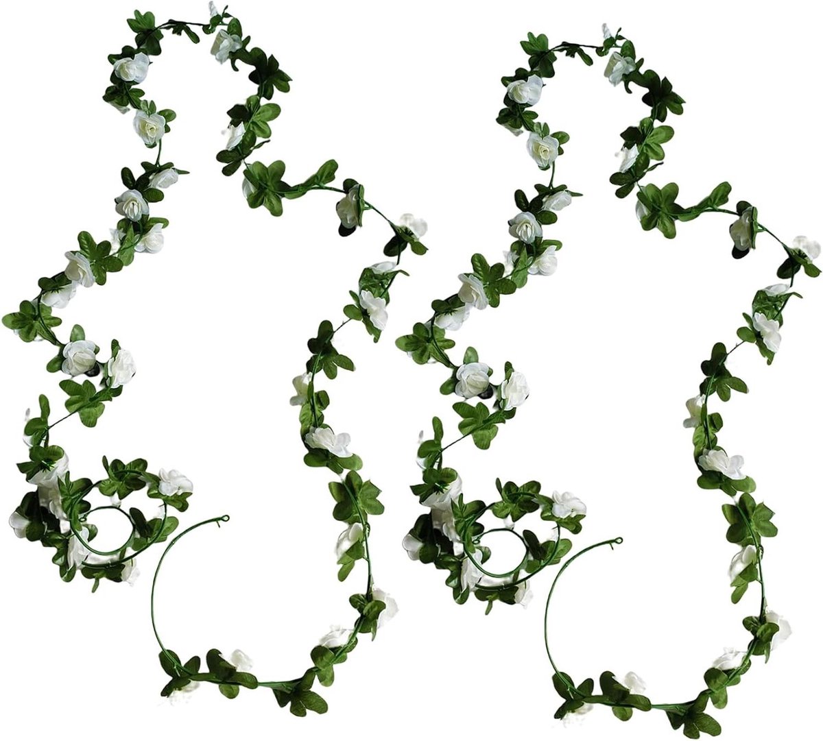 Silk Ivy Garland met Groene Bladeren - Set van 2 | Kunstrozen Slinger voor Bruiloft, Boog, Bloemenhuis en Tuindecoratie