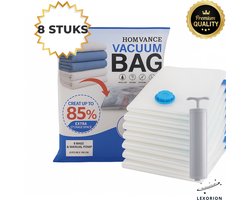 Lexorion Vacuumzakken – 8 Stuks 100x80 cm – Met Handpomp – Grote Vacumeerzakken voor Dekbedden & Kussens – Herbruikbaar & Ruimtebesparend, Jumbo Vacuumzakken