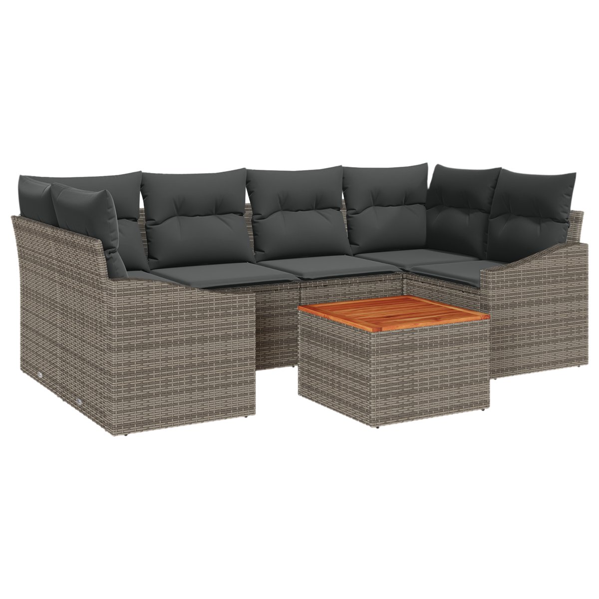 vidaXL - Tuinbank - Set - met - opslag - 7 - pcs - Grijs - poly - rattan