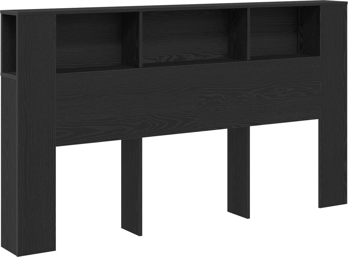 vidaXL - Hoofdeinde - Kast - Zwart - eiken - 180 - x - 18.5 - x - 102.5 - cm - Bewerkt - hout