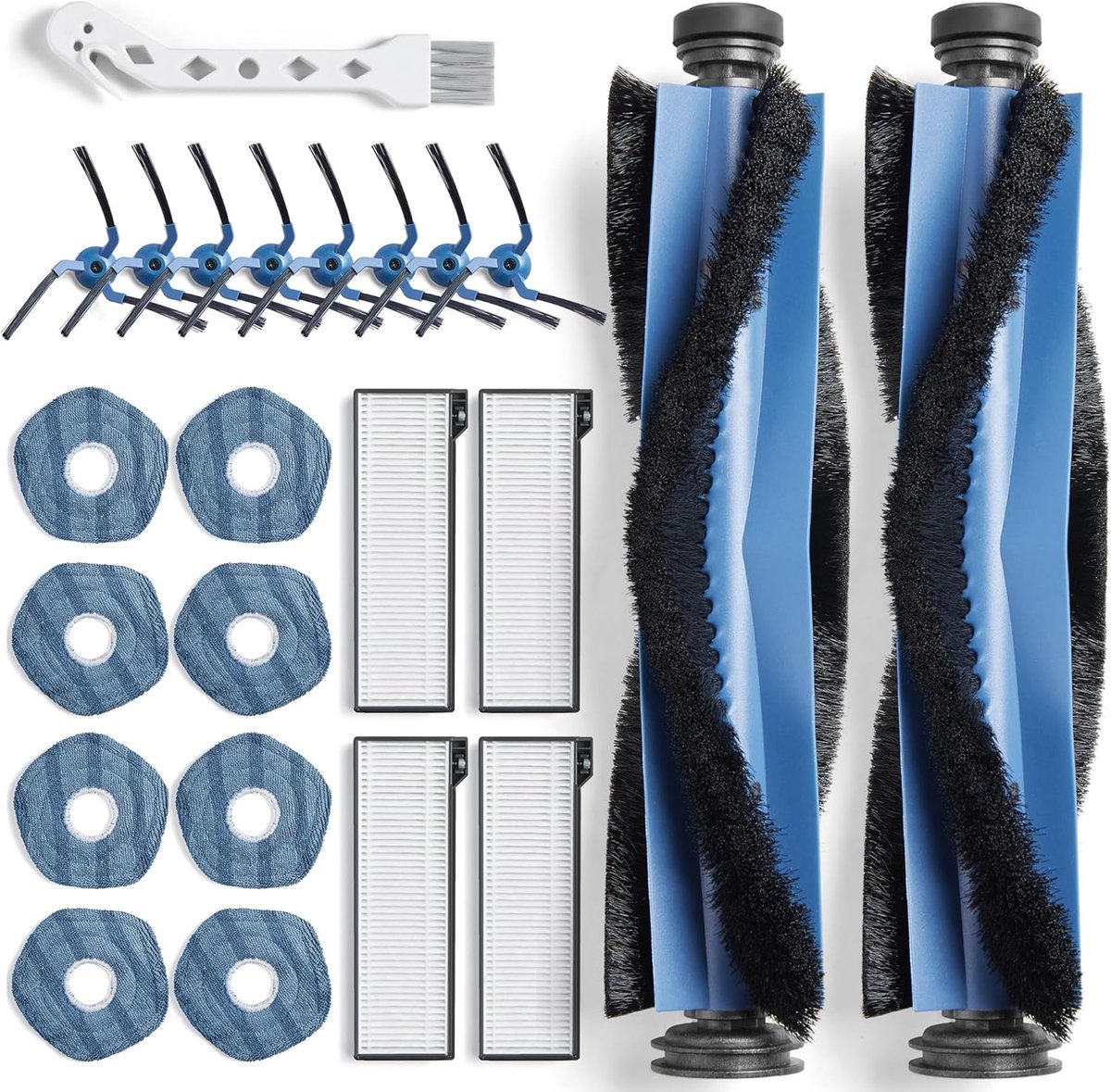 23 Stuks vervangende accessoires voor Eufy X10 Pro Omni stofzuiger, accessoireset met 2 hoofdborstels, 4 filters, 8 reinigingsdoeken, 8 zijborstels, 1 reinigingsborstel