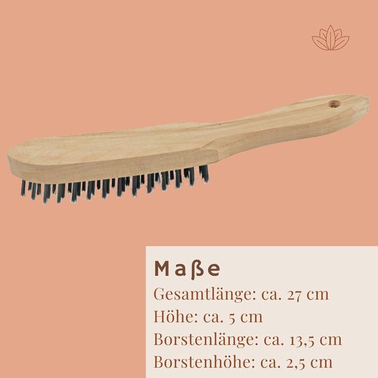 5x staalborstels I 4-rijen I 27 cm lang I met houten handvat I remklauwborstels grillborstels krasborstels metaalborstels handstaalborstelset voegenborstel onkruidborstel van Merkloos	 — afbeelding 3