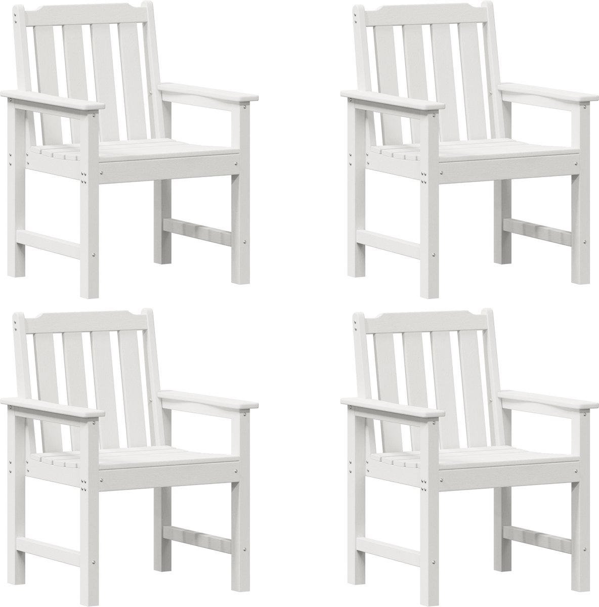 vidaXL - Tuinstoel - 4 - pcs - Wit - 65.5 - x - 59 - x - 88 - cm - Polyetheen