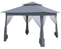 Trend24 Santa Barbara - Paviljoen - Partytent - Easy up partytent - Tuinpaviljoen - 3 x 3 m - Waterdicht - Incl. draagtas - Antraciet