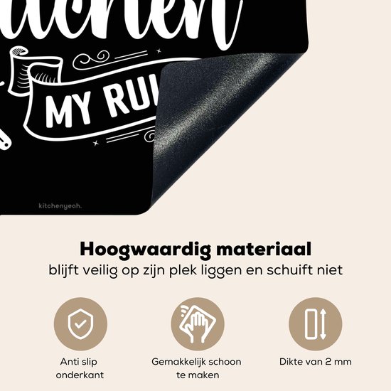 KitchenYeah® Protection plaque induction 75x55 cm - Noir - Citation - Ma cuisine, mes règles - Protege plaque de cuisson - Couvre plaque induction - Protecteur d'induction - Cuisine