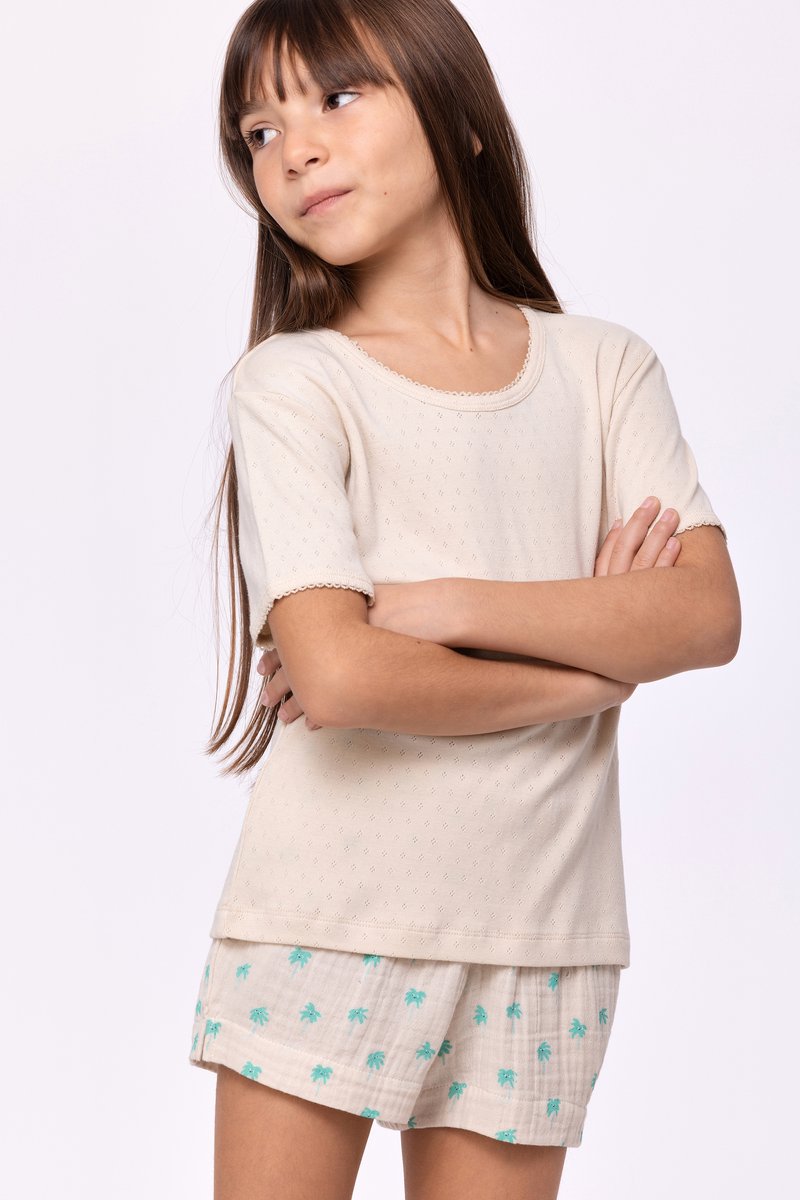 Woody pyjama dames - palm - beige - 251-10-WPK-W/122