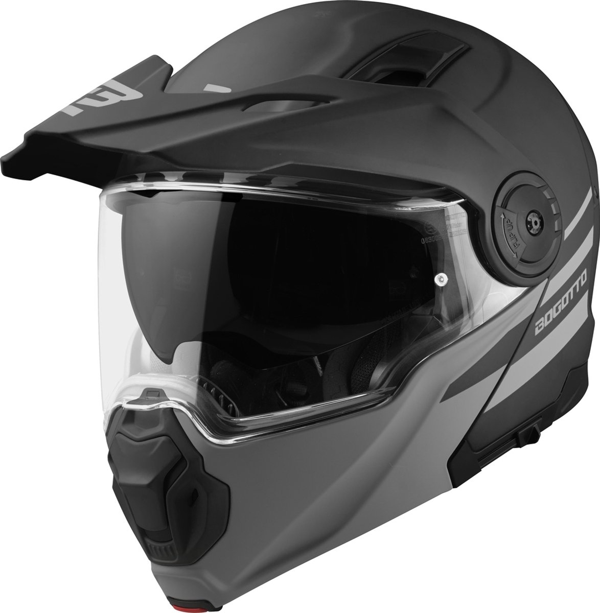 Bogotto FG-102 Duo Mat Zwart Fiberglas Systeemhelm - Maat XL - Helm