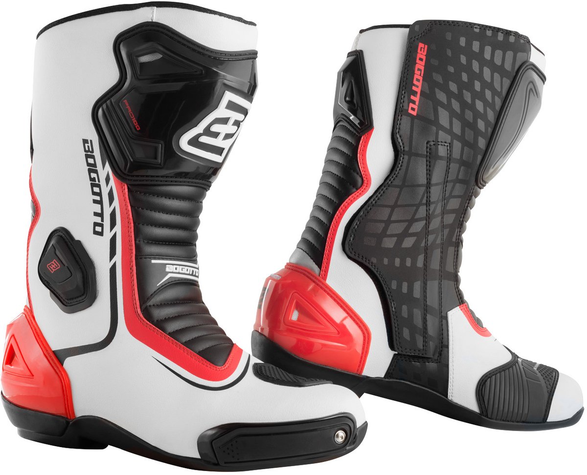 Bogotto Race-X Motorlaarzen Wit Zwart Rood - Laars