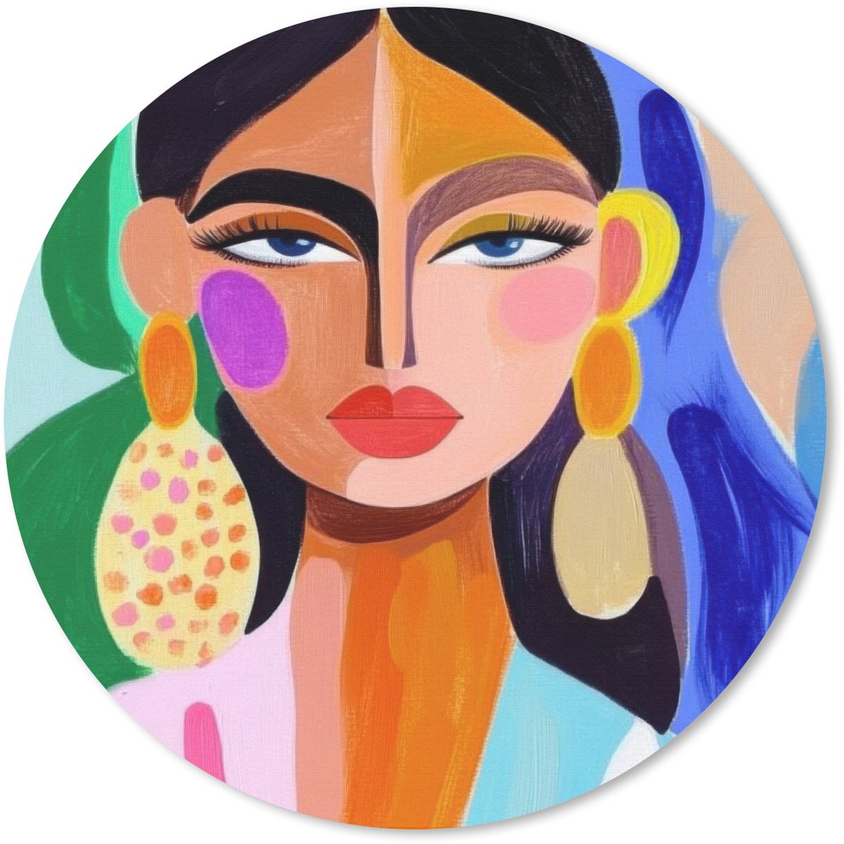 Muismat rond 30x30 cm - Mousepad Portret - Vrouw - Modern - Ronde muismatten