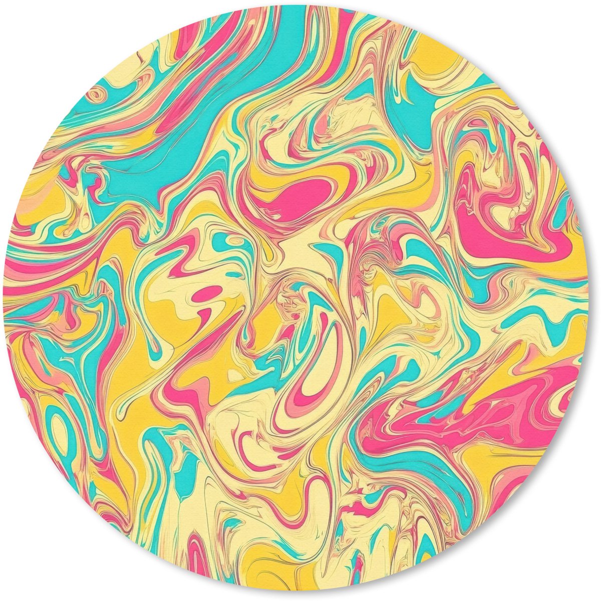 Muismat rond 50x50 cm - Mousepad Geel - Roze - Blauw - Retro - Ronde muismatten