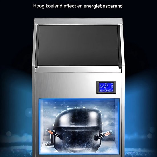 Professionele IJsblokjesmachine - 250W - IJsblokjesmaker met IJsschep - 50KG per 24 uur - Zelfreinigingsfunctie - Draagbaar - Zwart van Merkloos — afbeelding 4