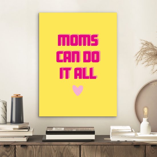 Aluminium schilderij 30x40 cm - Wanddecoratie metaal - Quote - Moeder - Hartje - Roze - Metalen muurdecoratie woonkamer - Decoratie industrieel - Foto op dibond - Industriële accessoires slaapkamer
